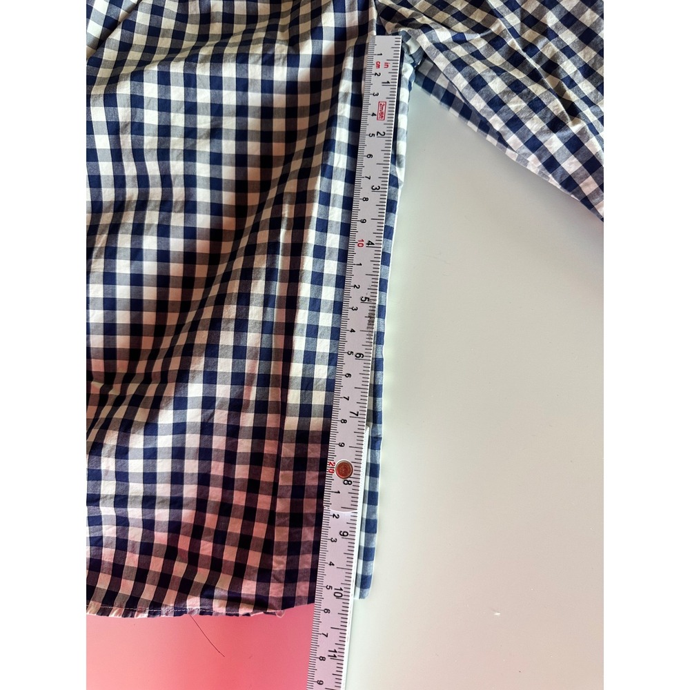 Madewell Navy White Gingham Smocked Off The Shoulder‎ Cotton Blouse G1547 SP 17 - Picture 8 of 11